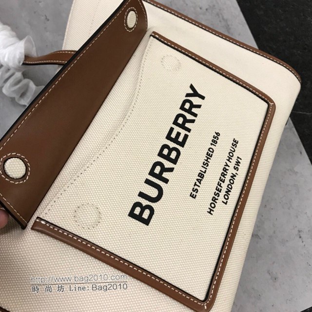 Burberry專櫃新款包包 巴寶莉帆布配皮托特包手提包  db1226